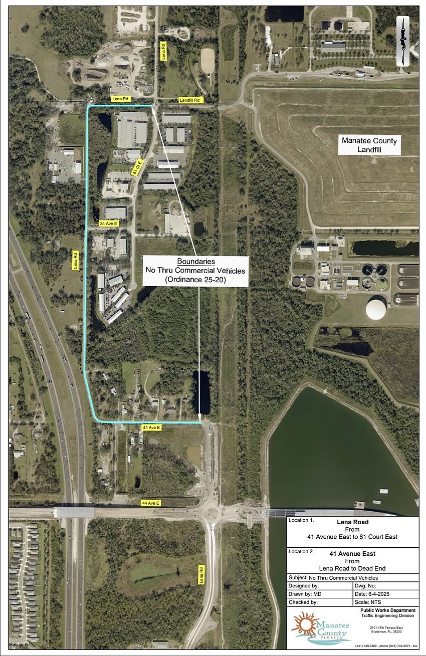 The connection from State Road 64 to State Road 70 is not a direct route on Lena Road.