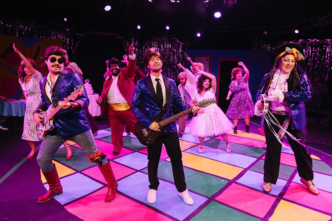 The band gets the crowd rockin' on the dance floor in The Sarasota Players' "The Wedding Singer," which runs through Oct. 5.