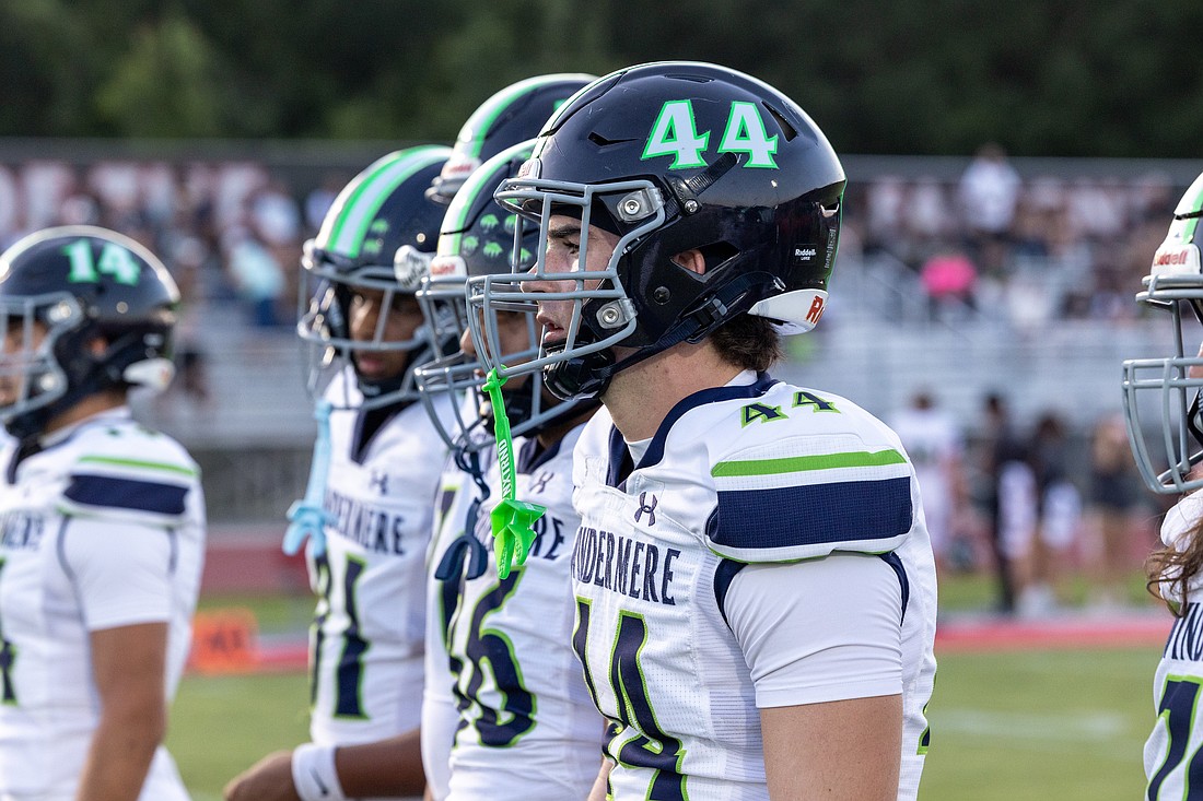 Windermere High football players lining up to play East River.