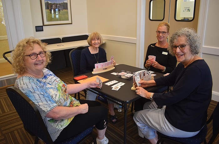 Lakewood Ranch's Linda McMillan, Gail Edelman, Mercedes Andrus and Helene Levin gather to play Canasta through the Lakewood Ranch Women's Club Canasta/Mahjong Club.