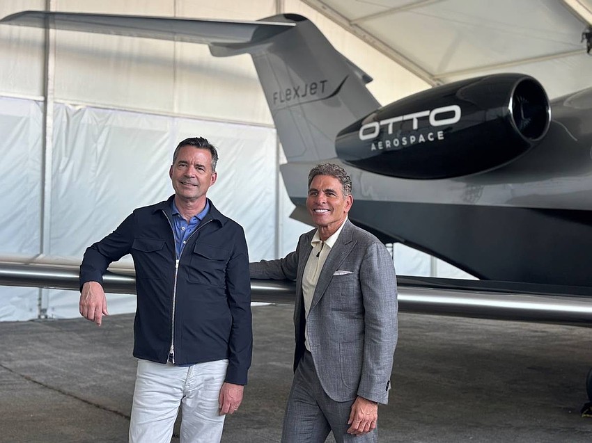 Otto Aerospace CEO Paul Touw, left, and Flexjet Chairman Kenn Ricci. Flexjet has agreed to buy 300 of Otto's Phantom 3500 jets planned to be built in Jacksonville.