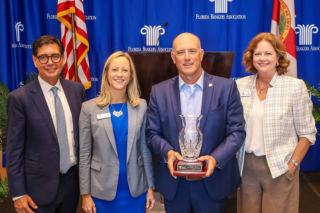 From left: Carlos Batlle, Florida Bankers Association President and CEO Kathy Kraninger, Kelly Caldwell and Terry Hughes at the organization's 66th Annual Trust & Wealth Management Conference in Fort Lauderdale.