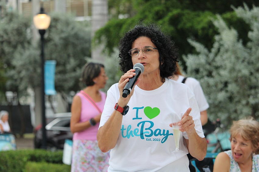 Diana Shaheen, chief operating officer at The Bay, shares what three years of memories has meant to her at the park's anniversary celebration. Attendees raised their glasses of champagne to mark the occasion before hitting the dance floor.