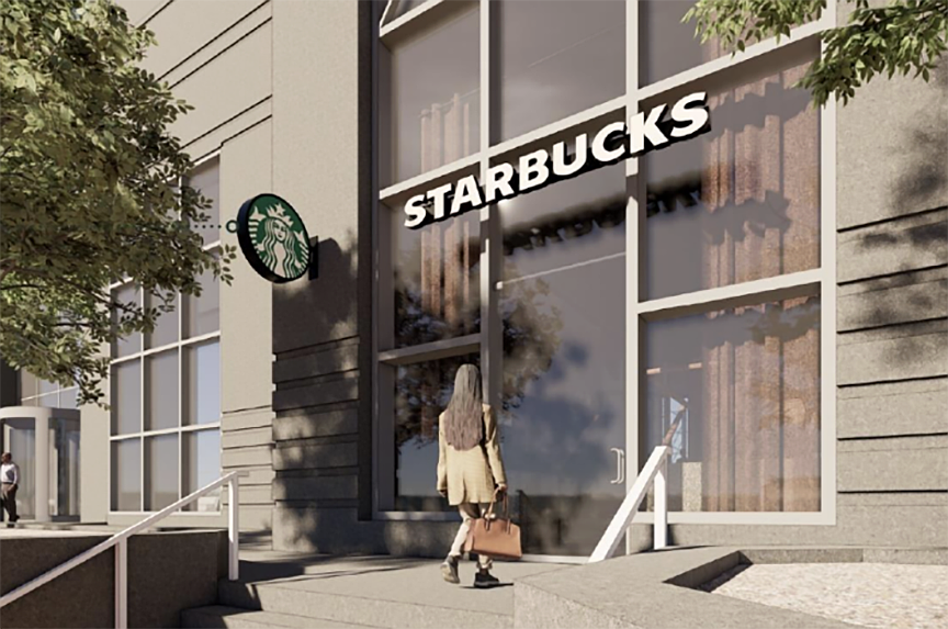 A licensed Starbucks franchise is planned on the ground floor of Bank of America Tower at 50 N. Laura St.