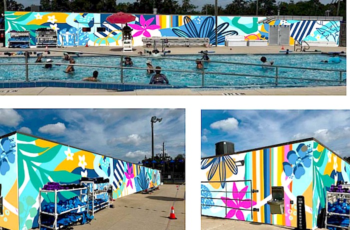 A conceptual rendering of the mural planned for Arlington Park Aquatic Center.
