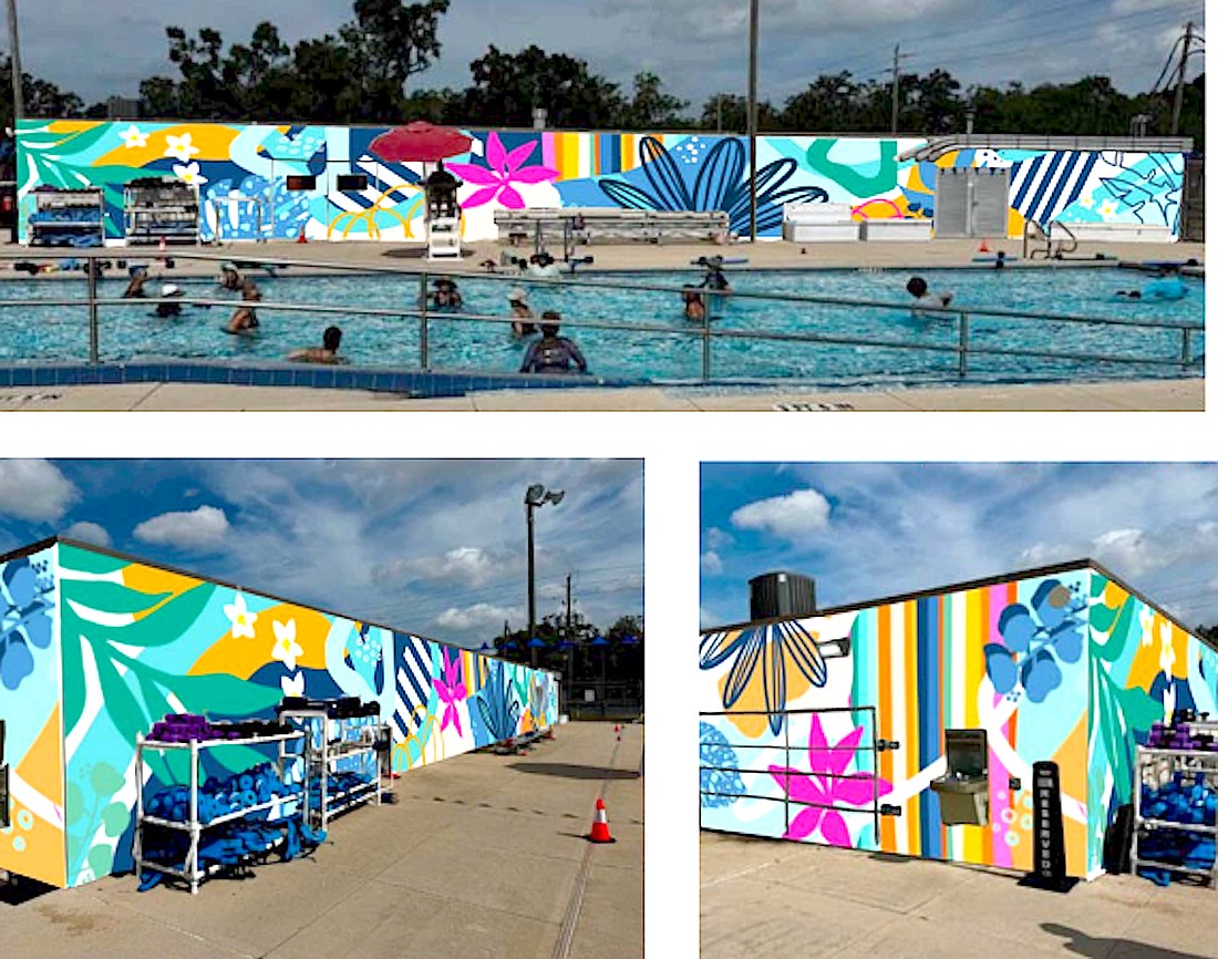 A conceptual rendering of the mural planned for Arlington Park Aquatic Center.