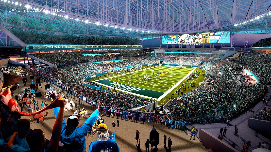 The canopy level southeast view inside the Jacksonville Jaguars' "Stadium of the Future."