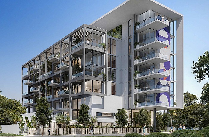 A rendering of Seventh & Central Condominiums fronting Seventh Street at the corner of Cohen Way.