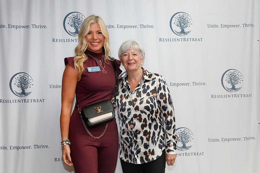 Krystel Beall and Kathy Tolleson attend the Pathways to Resilience Lunch and Learn held at Michael's On East on Oct. 1.