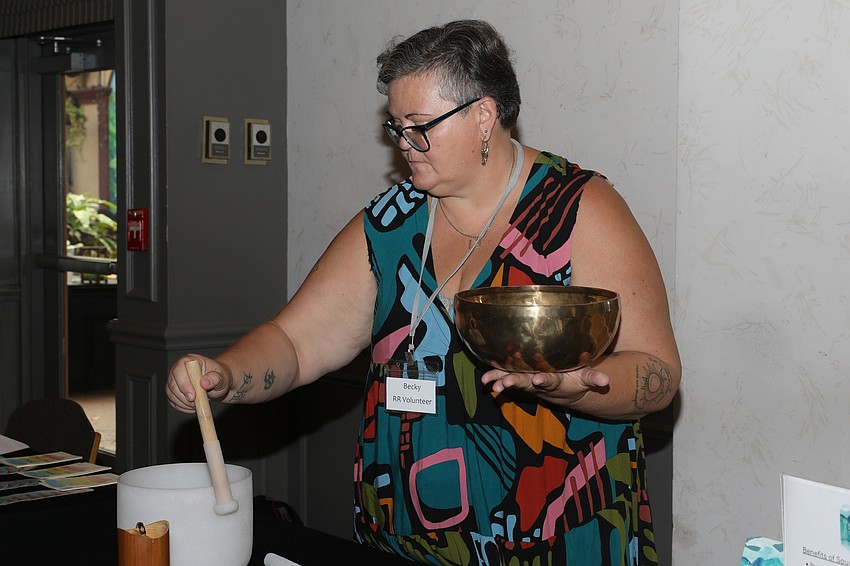 All 134 guests participated in a meditation session held just before lunch with Becky Moriarity using Tibetan singing bowls.