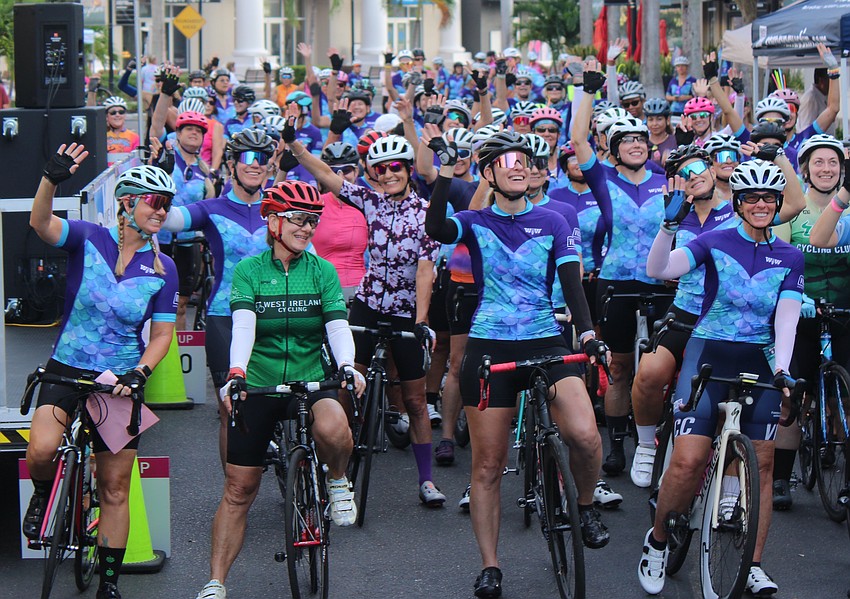The Women on Wheels Ride participants were pumped up before the start of the 11th annual event Oct. 5 on Main Street at Lakewood Ranch.