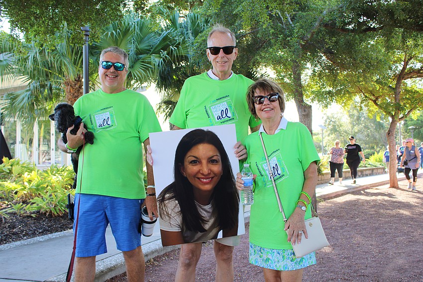 Mike Wagner, Andy Demartini and Gretchen Demartini walked at the 5th annual NAMIWalks Sarasota and Manatee fundraiser on Oct. 4 at Payne Park in memory of Jennifer Demartini.