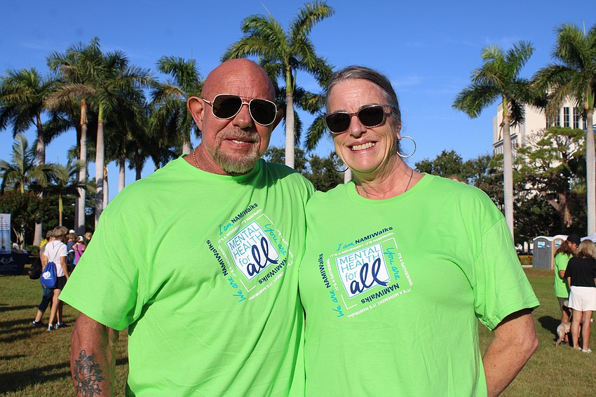 Bob Santore and Lisa Demello joined those supporting NAMIWalks Sarasota and Manatee, aiding the mental health organization in expanding its free services to community members. Demello honors the memory of her son, who died by suicide.