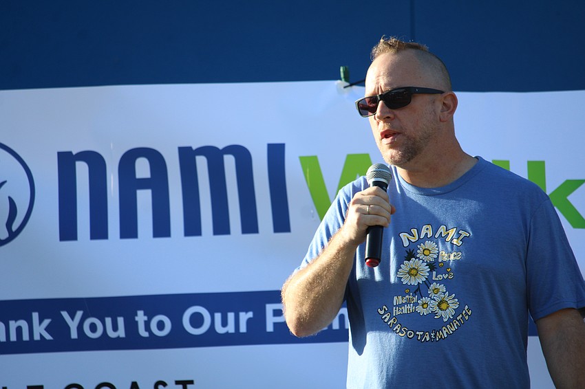 NAMI Sarasota and Manatee Counties member and volunteer Lenny Hoffman designed a special T-shirt as part of the organization's fundraiser walk this year. He shared what NAMI's resources have meant to him over the years and how proud he is to support its mission.