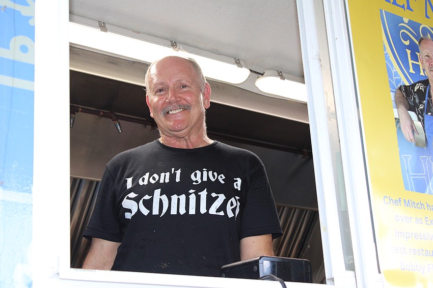 Chef Mitch Rosenbaum of Hamlet's Eatery whipped up bratwurst and schnitzel, among other treats for Oktoberfest on Oct. 4 at The Bazaar on Apricot & Lime.