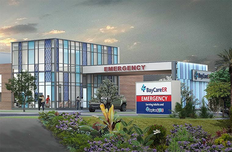 An artist’s rendering of BayCare’s future freestanding emergency department along U.S. Highway 27 in Davenport.