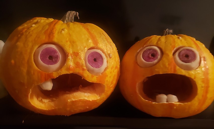 Beverly Velazquez used various techniques to make these pumpkins.