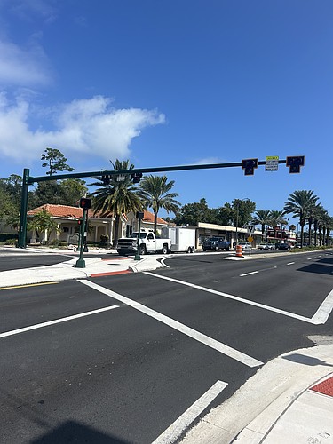 The pedestrian hybrid beacon at Washington Street. Photo courtesy of FDOT