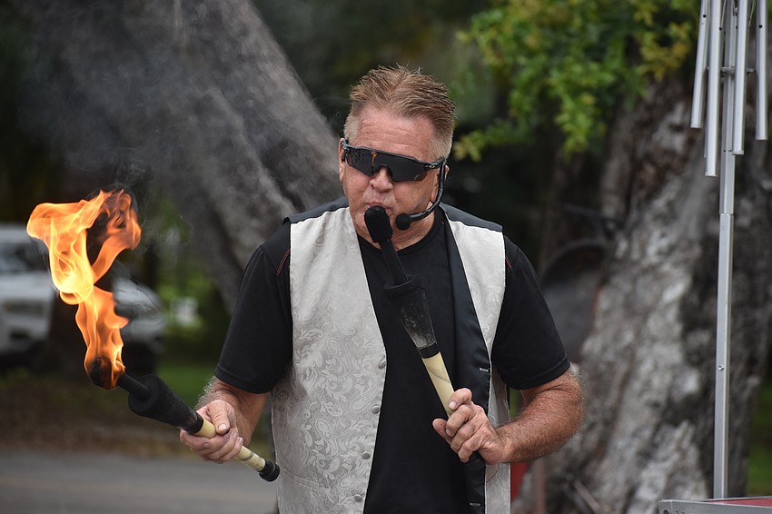 Bruce Sarafian performs with a variety of dangerous items including fire, blades, a unicycle and more.