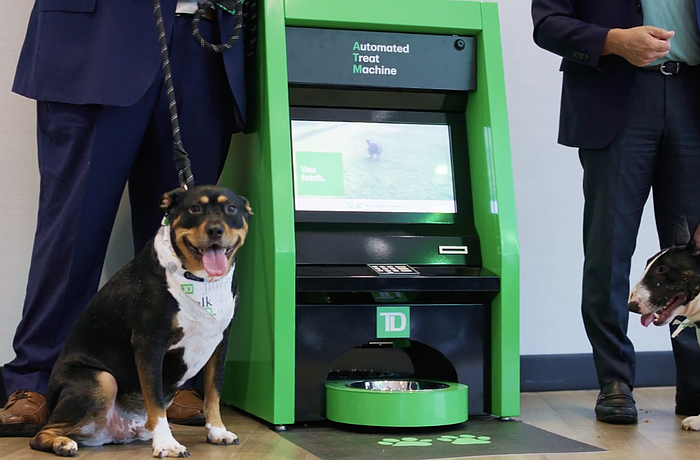 TD Bank is opening a treat-dispensing ATM for dogs on Oct. 17 at its branch on Clark Road.