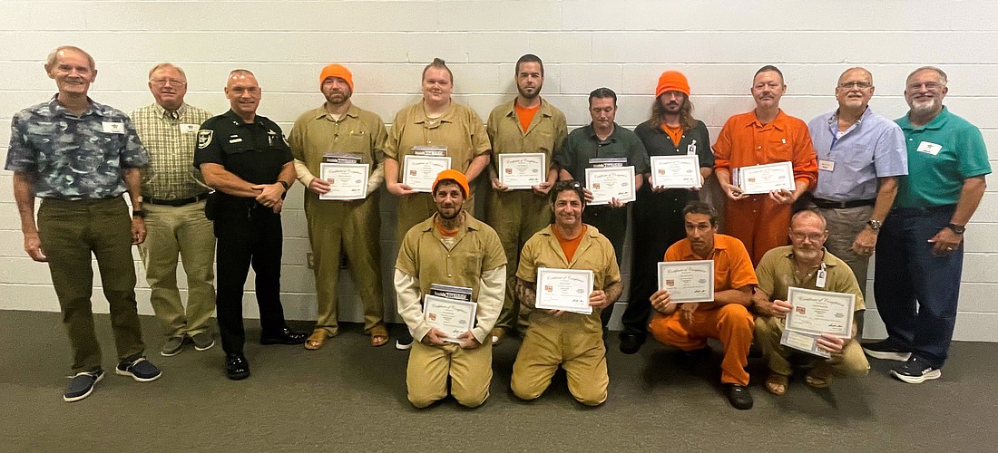 Ten Flagler County inmates recently graduated from the InsideOut Dad program. Photo courtesy of the FCSO/Facebook