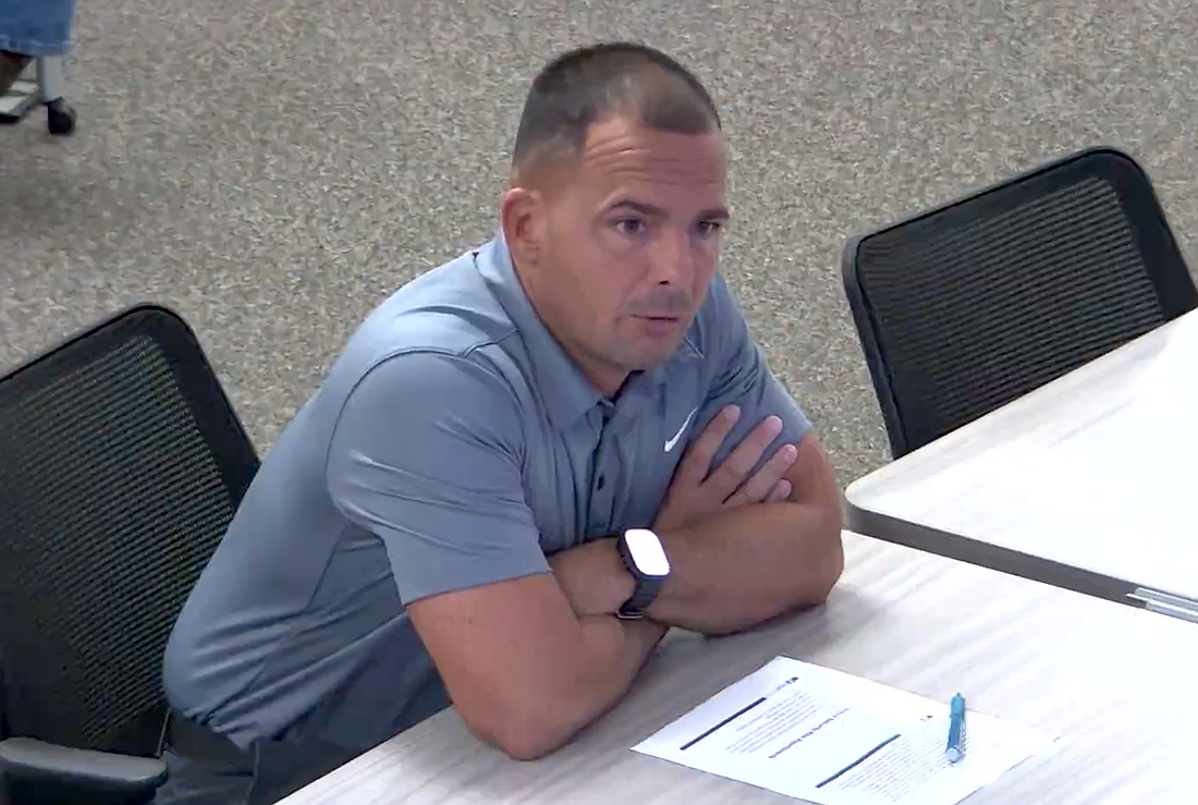 David Bossardet presents the district's Safe School Assessment at a Flagler County School Board workshop on Oct. 14. From a Flagler Schools meeting video
