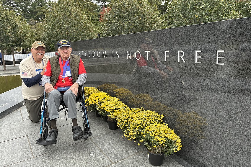 Sarasota's Mike Semones, a board member of Southwest Florida Honor Flight, was a guardian for Korean War veteran Carl Manosh, and they visited the Korean War Veterans Memorial in Washington, D.C.