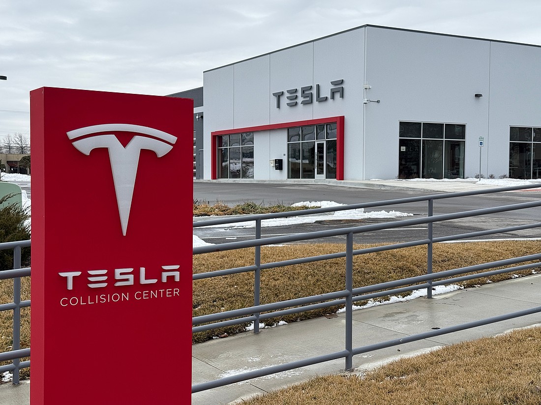 A Tesla Collision Center in Lenexa, Kansas. One is planned in Southwest Jacksonville at 6655 Blanding Blvd.