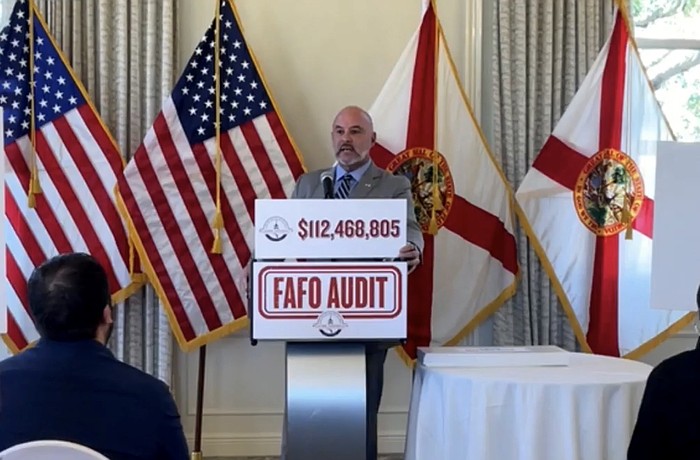Florida CFO Blaise Ingoglia holds a press conference in Manatee County Oct. 16.