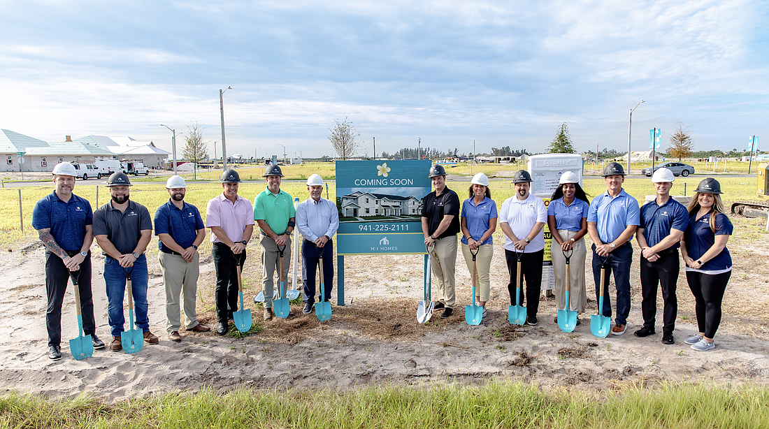 The M/I Homes team joined SeaFlower developers from Lake Flores Land Company to celebrate groundbreaking of its model homes.