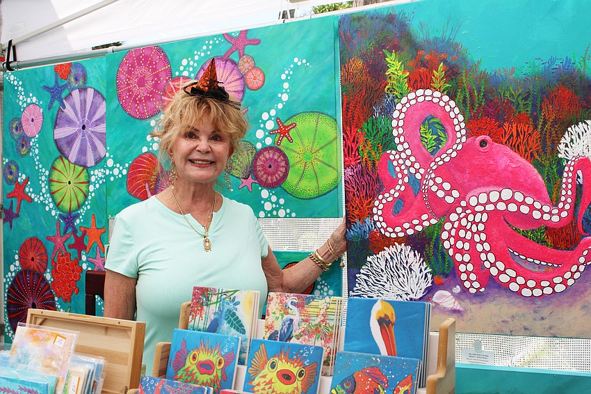 Debra Vales of Artzy Art by Debra said she has hardly been able to keep up with demand this season at local art festivals. She works in acrylic paints and favors marine and floral subjects.