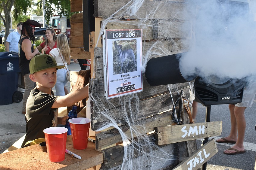 Cooper Kingsley, 10, fires the cannon at Station 1, 