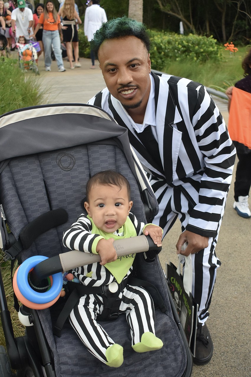 Kai Lee, who is 7 months old, and his father Ian Lee, both came dressed as Beetlejuice.