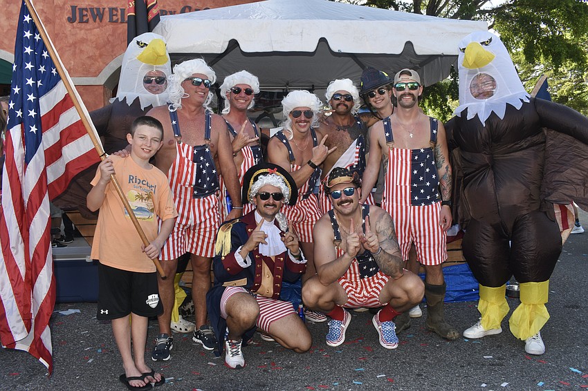 Station 11 brought a 1776 theme. Front row: Event attendee Brantley Door, 10, Maxx Jakimer and Logan Kramer. Back: Mason Waters, Glenn Galbraith, Mark Courtenay, Ryan Kriegel, Hector Almeida, Jake Shaffer, Johnny Rosenfeldt and Kai Collazo
