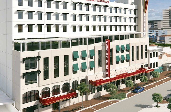 A rendering of Florida Studio Theatre's McGillicuddy Arts Plaza.