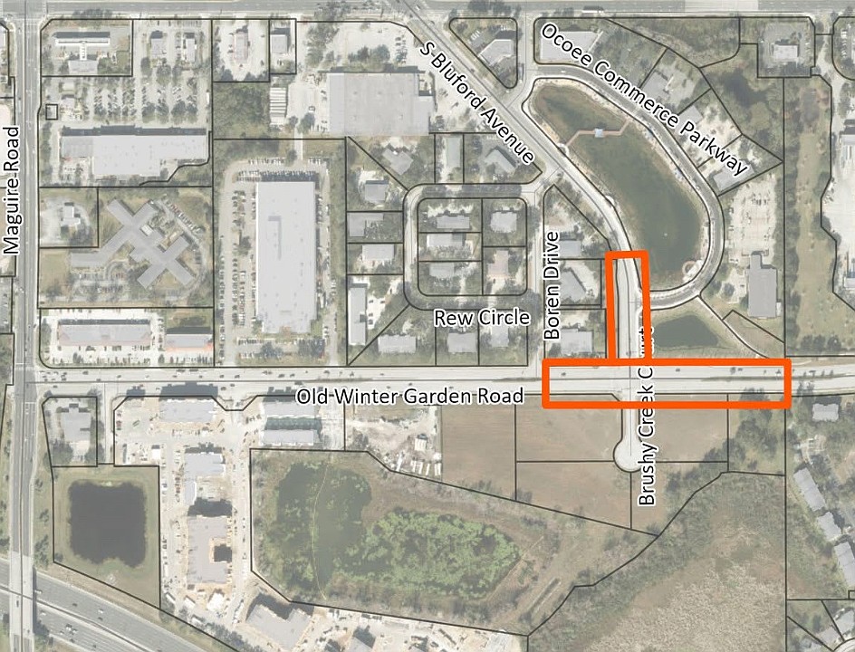 Ariel view of the intersection that'll be closed Monday, Oct. 27.