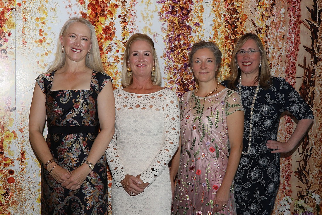 Co-chairs Ariane Dart and Katie Hollingsworth with the artist Rebecca Louise Law and Selby Gardens President and CEO Jennifer Rominiecki.