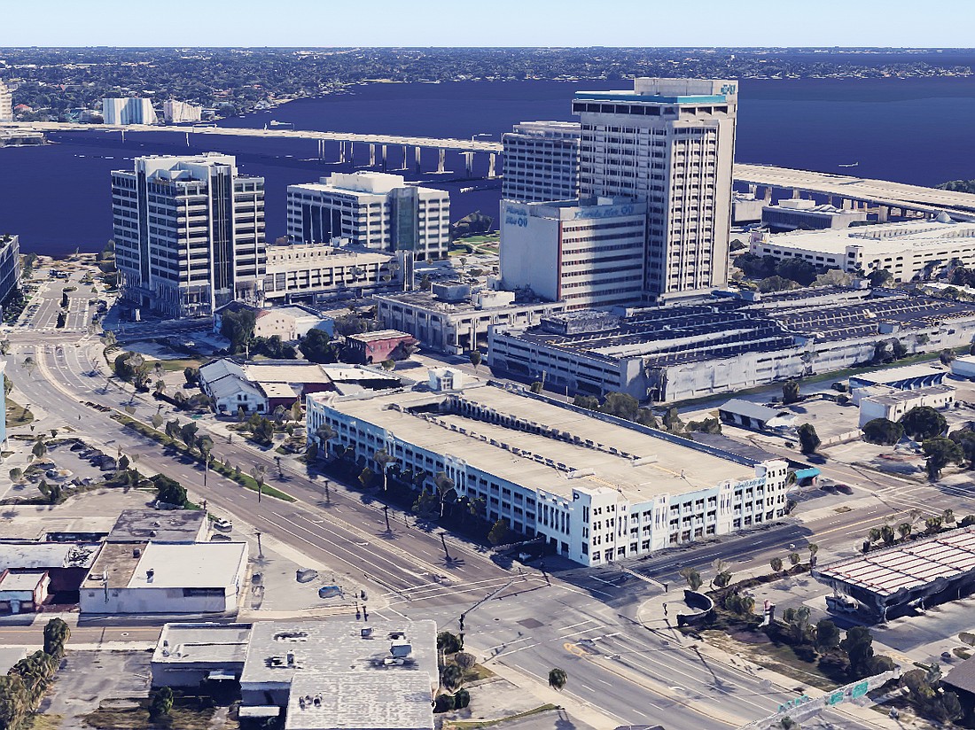Florida Blue’s 800 Forest St. parking garage. The Jacksonville Sheriff’s Office is moving to the Florida Blue Tower and wants to build-out part of the first floor of the garage as a public entry, lobby and counter; and roll call, HR training, public records, a bike-unit workshop, office and conference spaces.