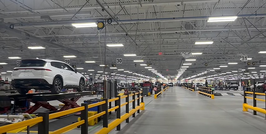 The interior of the Southeast Toyota Distributors facility at Blount Island Marine Terminal is shown in this image from a Jacksonville Port Authority video.