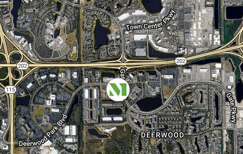 Merritt at Gate Parkway is at 5022 Gate Parkway near Interstate 295, Butler Boulevard and St. Johns Town Center.
