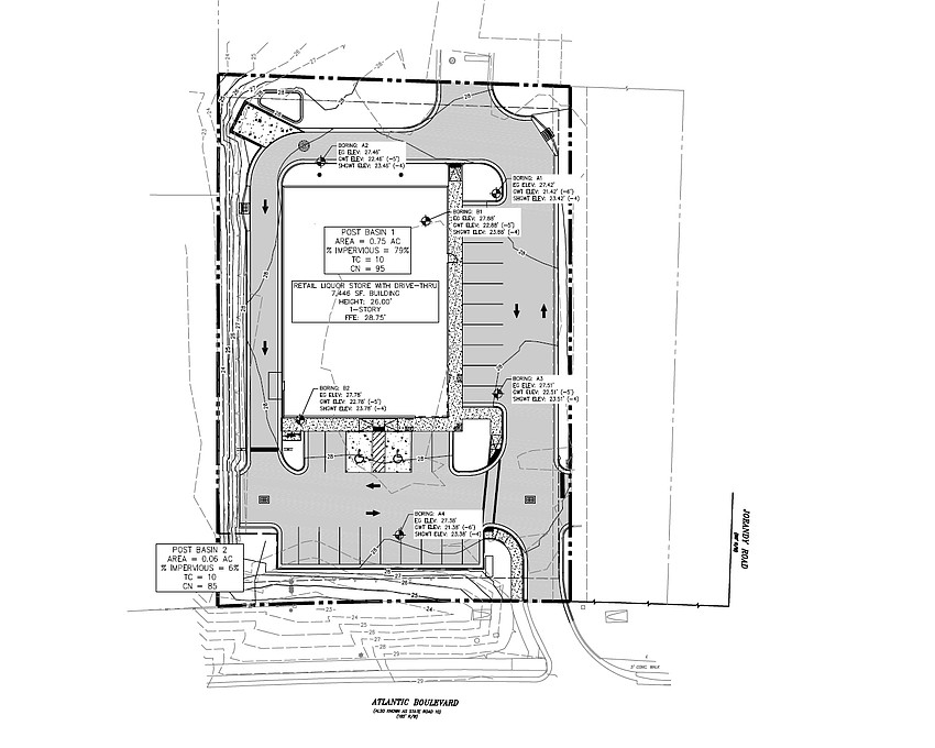 The site plan for the Shores Fine Wine & Spirits at 12911 Atlantic Blvd.