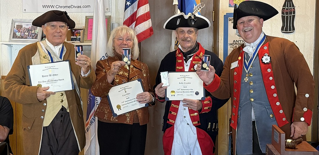 Bill Elder, Cara Elder, Kelly Crumley and SAR Chapter President William Ashmore. Courtesy photo