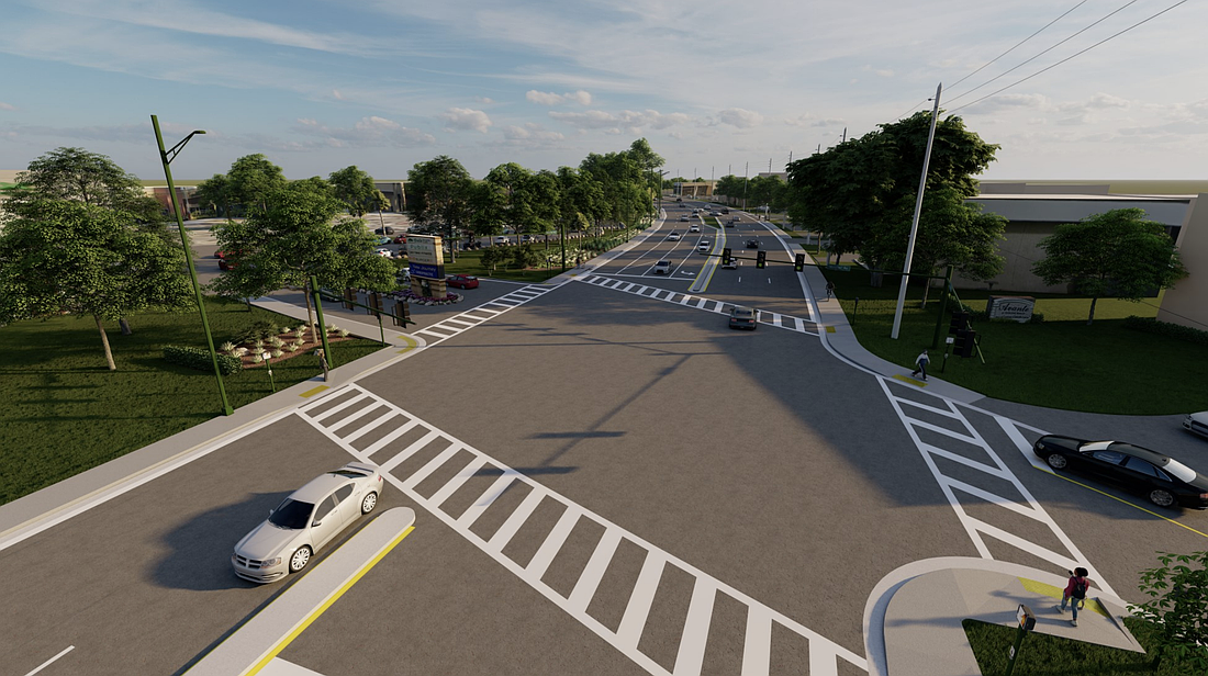 A rendering of the proposed traffic signal at Old Kings Road. Rendering courtesy of FDOT