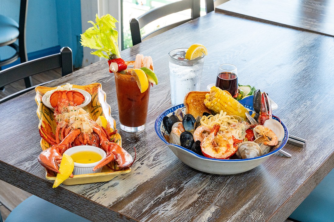 The Lobster Dutchess features a whole Maine lobster stuffed with shrimp, scallops, crab and lobster meat, baked in buttery stuffing with Parmesan and a splash of sherry. Seafood Portugal combines lobster, clams, mussels, shrimp and sausage over pasta.