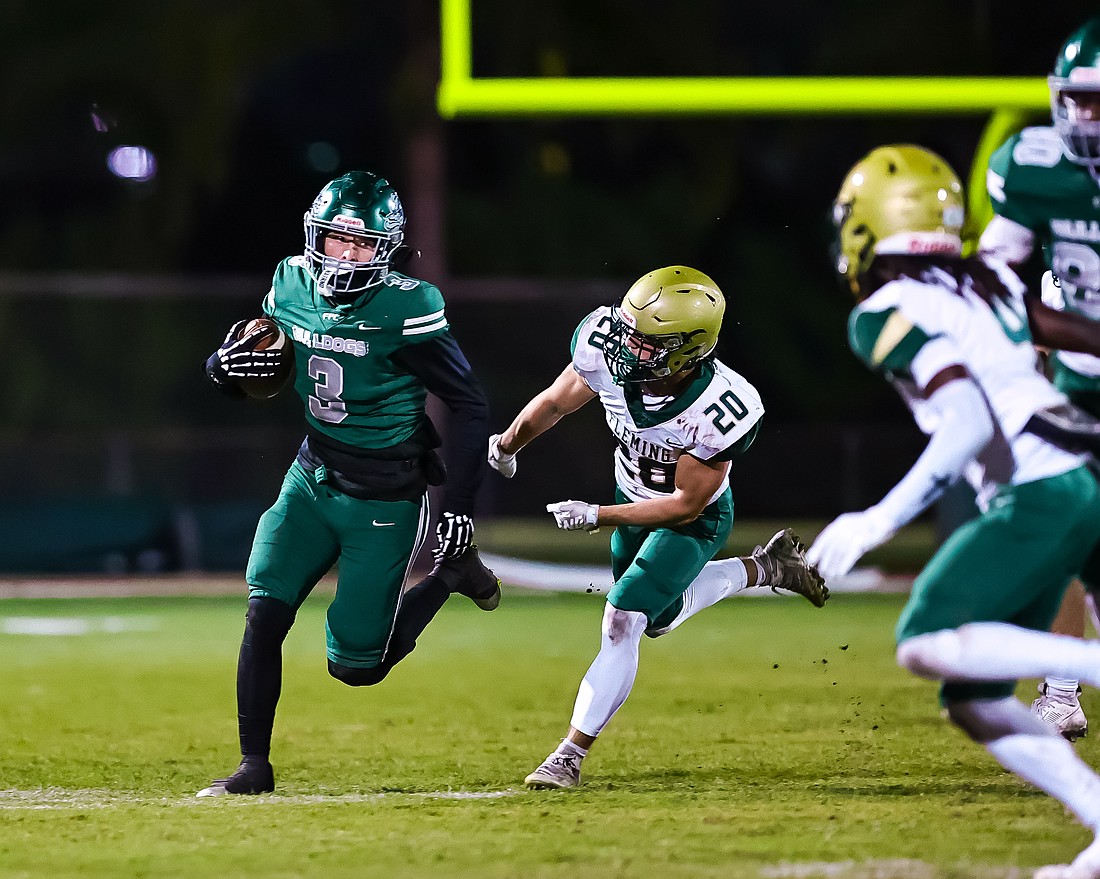 FPC leading receiver Nolan Caliendo (3), who caught 43 passes for 515 yards and six touchdowns this season, returns next year for his junior season. Photo by Keishia McLendon