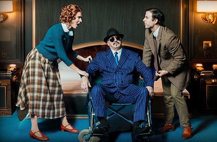 Amanda Rose, John Scalzi and Barrett Riggins star in "Lucky Stiff," Florida Studio Theatre's first mainstage show of the season.