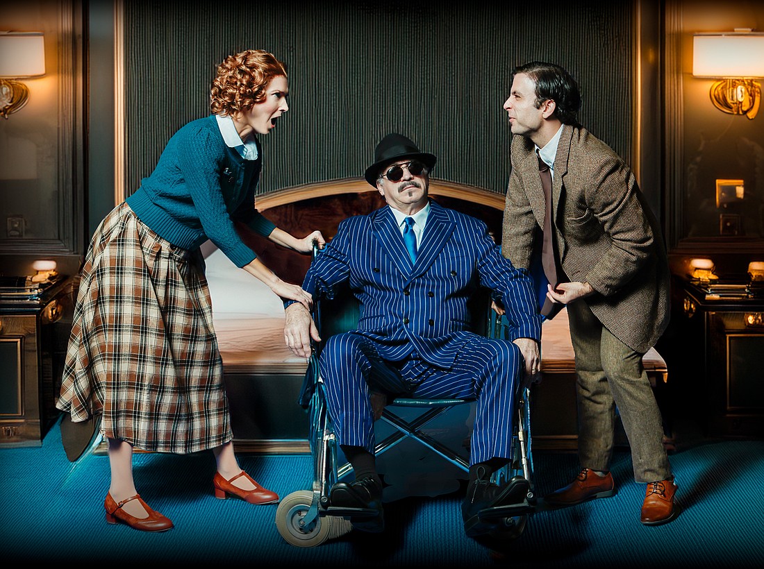 Amanda Rose, John Scalzi and Barrett Riggins star in "Lucky Stiff," Florida Studio Theatre's first mainstage show of the season.