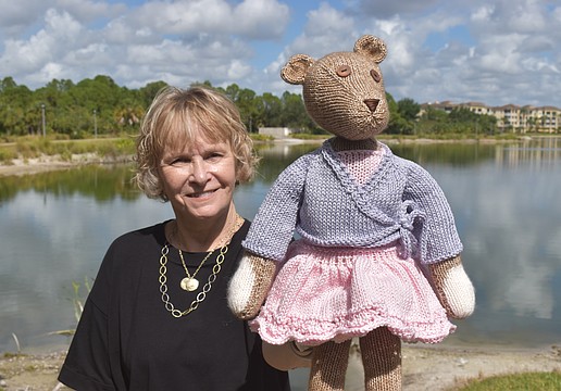 Penny Robinson, a member of Fiber Friends, has knitted a couple of bears, a rhinoceros and a hedgehog after being inspired by other artists to do so. Fiber Friends is made up of 28 members who come together to knit, crochet, sew and more.