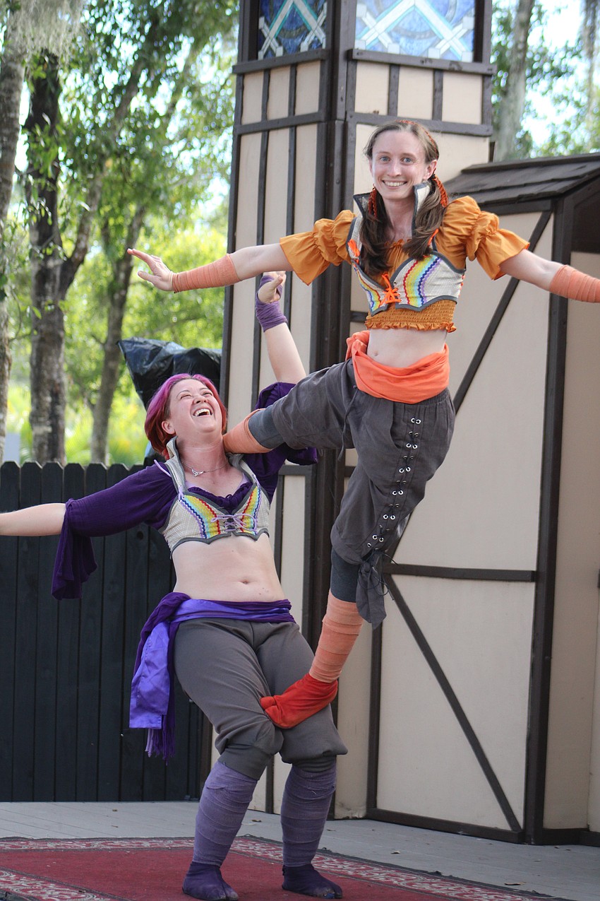 Acrobellum, a colorful comedic acrobat show, includes people stacking and hilarious hijinks.