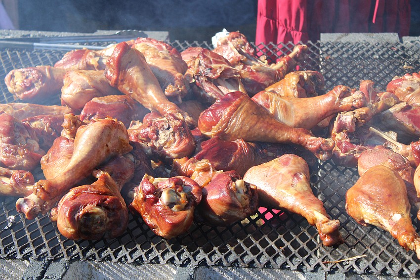 Turkey legs are among the popular food items at Sarasota Medieval Fair along with funnel cakes, fried oreos, pork and more.